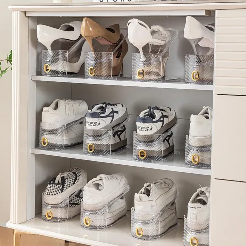 Miniatura 9 de Organizador de ranuras para zapatos, 10 unidades, ranuras para zapatos, puede ahorrar 50% de espacio en los apiladores de zapatos, dispositivo
