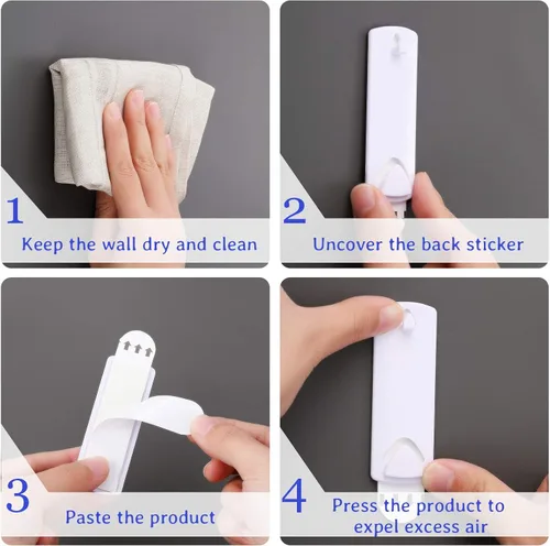 Miniatura 4 de Jetec 20 ganchos para fotos, sin daños, tiras adhesivas, sin clavos, ganchos adhesivos para el hogar, baño, cocina, puerta, armario, color blanco