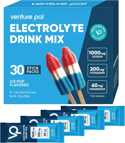 Miniatura 16 de Venture Pal Paquete de electrolitos en polvo sin azúcar con alto contenido de sodio, paquetes de hidratación cero calorías con vitamina, sodio