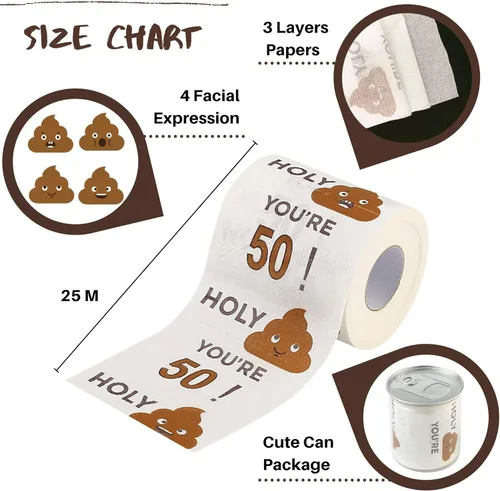 Miniatura 2 de Rollo de papel higiénico de 50 cumpleaños divertido de 3 capas, regalos de cumpleaños para hombres y mujeres, novedad para decoraciones de fiesta