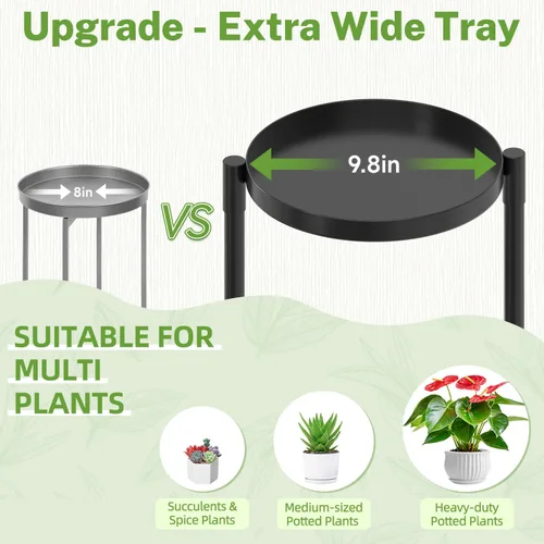 Miniatura 2 de iDavosic.ly Soporte grande para plantas de 3 niveles para interiores con bandeja de 10 pulgadas de ancho, estante de metal para exhibición de flores