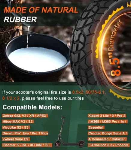 Miniatura 4 de BANGTING 2 piezas de actualización de neumáticos sólidos 50/75-6.1 para scooter todo terreno, neumáticos sin cámara de 8.5x2 pulgadas para Gotrax