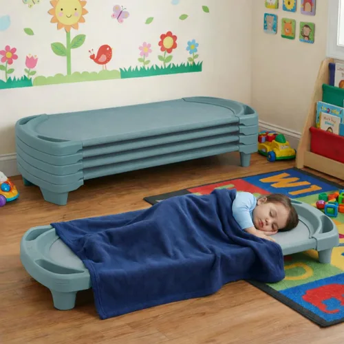 Miniatura 2 de Angeles SpaceLine - Juego de 4 catres para siesta para niños, guardería y preescolar, tamaño pequeño, color verde azulado Verde Azulado Verde