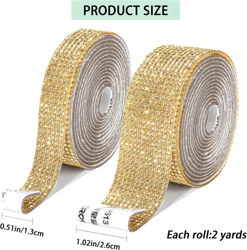 Miniatura 2 de 2 rollos/4 yardas de cinta autoadhesiva de diamantes de imitación de cristal, calcomanía de diamantes de imitación para decoración de auto y regalo