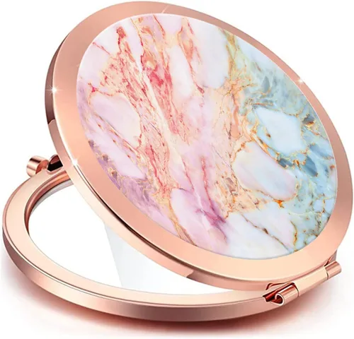Miniatura 20 de Espejo compacto para mujeres, mini espejo redondo de maquillaje de viaje de bolsillo, bonito espejo de bolsillo plegable portátil pequeño para Flor