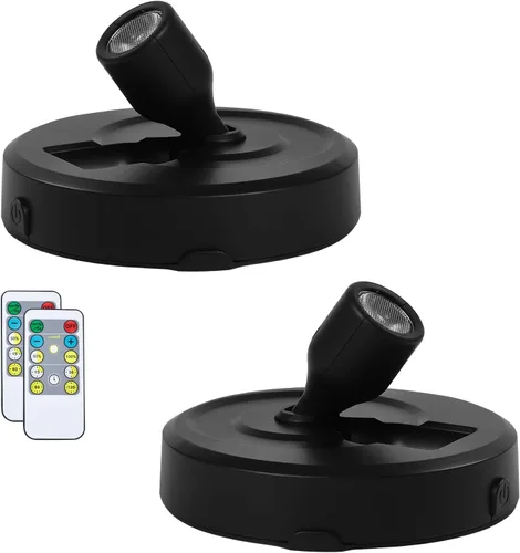Miniatura 19 de Focos LED inalámbricos, paquete de 2 luces de acento con control remoto, luces inalámbricas de imagen con cabezal giratorio, iluminación
