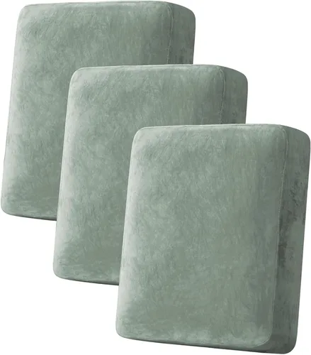 Miniatura 156 de H.VERSAILTEX - Funda de terciopelo elástica y afelpada para protección de cojines de sofá biplaza, silla o sofá, 2 piezas, tamaño grande, color gris