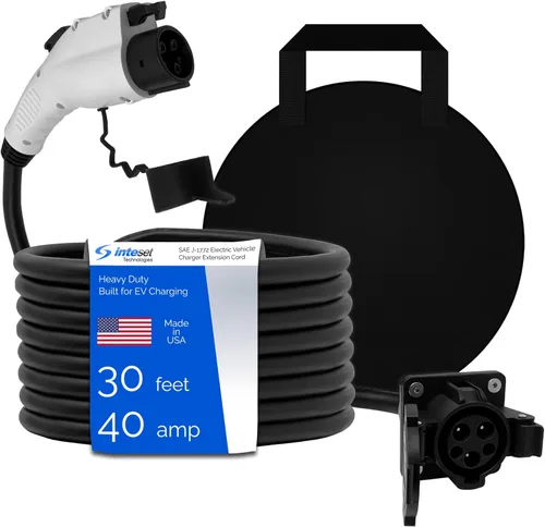 Miniatura 7 de Inteset Cable de extensión J1772 EV de 21 pies y 40 amperios, fabricado en Estados Unidos, para estaciones de carga de vehículos eléctricos, bolsa