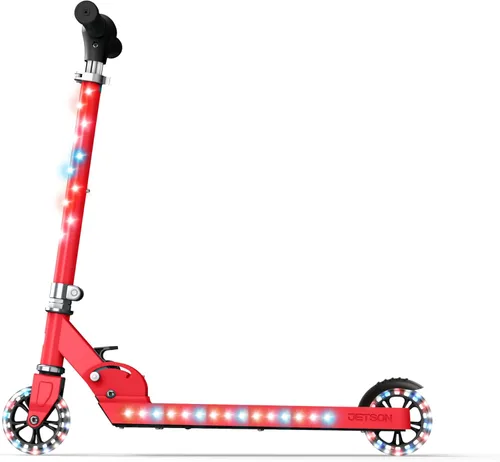 Jetson Kids Jupiter patinete de 2 ruedas con luz LED para niños, luces LED en el manillar, la columna, las ruedas y la plataforma, manillar rojo