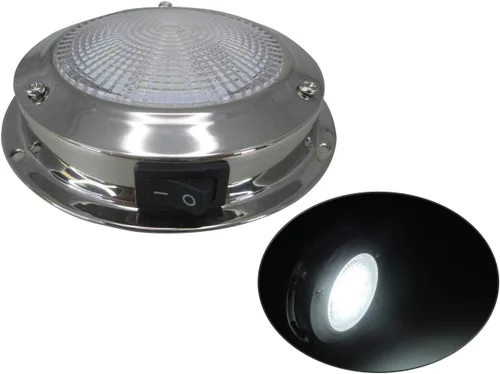 Miniatura 10 de Pactrade Marine Luz de cúpula de 12 V - lente de 5 pulgadas, blanco cálido incandescente, luz de barco de acero inoxidable con interruptor