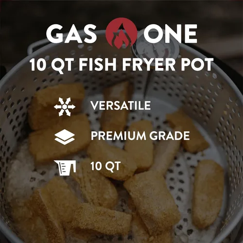 Miniatura 3 de Gas One Olla de Cocina de Aluminio Freidora Profunda con Cesta – Olla de Freír de Aluminio de 10QT con Asa de Agarre Fácil – Freidora Duradera