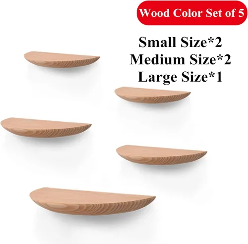 Miniatura 4 de Estantes flotantes montados en la pared, estantes de almacenamiento de pared de madera maciza, estante flotante semicírculo, para dormitorio, sala