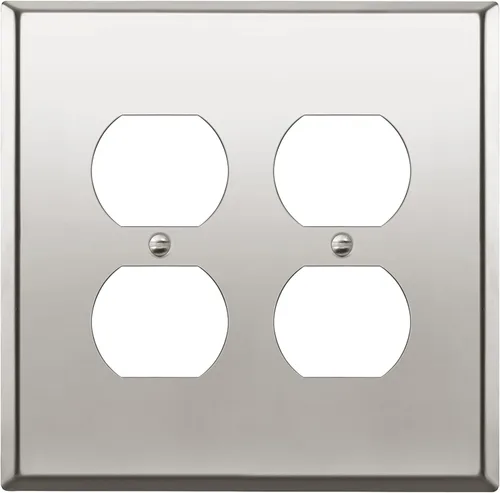 Miniatura 25 de LIDER Placa de pared de metal para receptáculo doble dúplex, resistente a los impactos/corrosión, cubierta de salida de metal, acero inoxidable 430