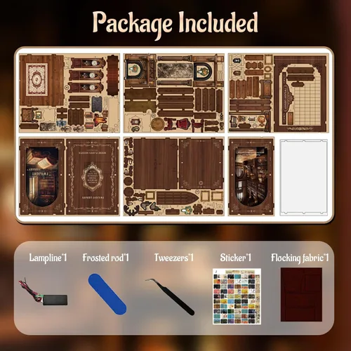 Miniatura 3 de KERNOWO Kit de Rincón de Libros, Rompecabezas de Madera 3D DIY para Adultos, Adolescentes y Principiantes, Kit de Casa Miniatura en Miniatura