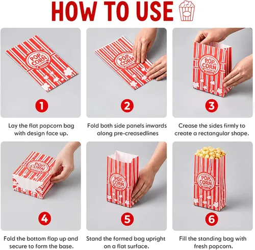 Miniatura 3 de Bolsas de papel para palomitas de maíz, paquete de 120 bolsas de palomitas de maíz de 1 onza, porciones individuales, bolsa de palomitas de maíz a