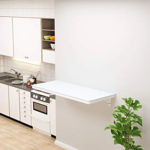 Mesa multifunción para montar en la pared, escritorio flotante para computadora, mesa de comedor plegable, diseño de vidrio templado, para banco de