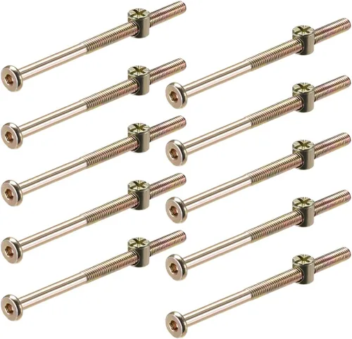 Miniatura 7 de uxcell M6 x 3.937 in muebles tornillos tuerca tuerca tornillo hexagonal con tuercas de barril Phillips ranurado cinc medio hilo 10
