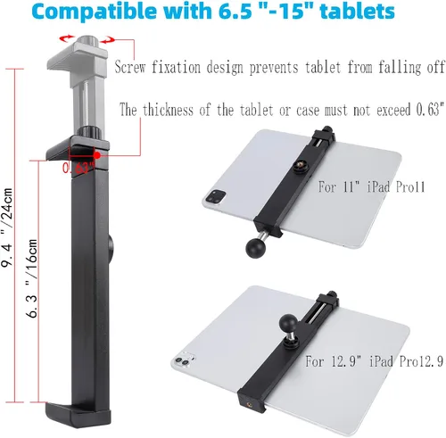 Miniatura 5 de Soporte para tableta con base de doble ventosa para parabrisas de camión, automóvil, brazo de aluminio resistente, soporte de succión para ventana