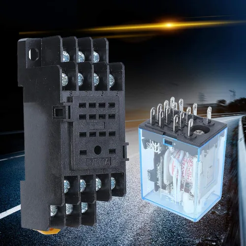 Miniatura 2 de Mini MY4NJ Relé, DC 12V 24V AC 110V 220V 5A, 14 pines MY4NJ Relé Interruptor con Base de Relé Socket (DC12V)