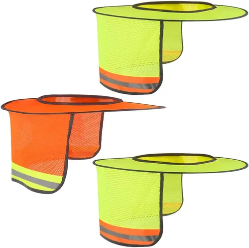 Miniatura 9 de Topbuti Paquete de 3 sombreros de malla de ala completa, parasol de cuello de alta visibilidad con rayas reflectantes para cascos