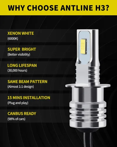 Miniatura 21 de Antline Bombilla LED H1 súper brillante, versión 3570 CSP-Chips LED antiniebla, repuesto DRL (paquete de 2)