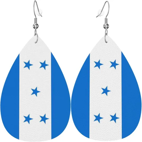 Miniatura 31 de Pendientes de bandera de país en forma de lágrima para mujer, ligeros, de cuero, colgantes, joyería patriótica para regalos