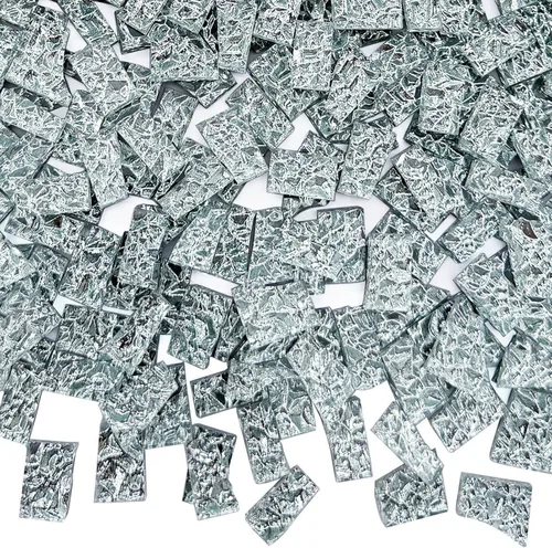 Miniatura 21 de LITMIND Azulejos de Mosaico de Vidrio Irregular Mezclado en Plata para Arte y Manualidades, Paquete de 9oz Suministros para Hacer Mosaicos, Kits