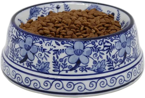 Miniatura 2 de Aimusego Plato chino de cerámica azul de 6.7 pulgadas para alimentos y agua para perros pequeños y medianos/gatos, tazón antideslizante de porcelana