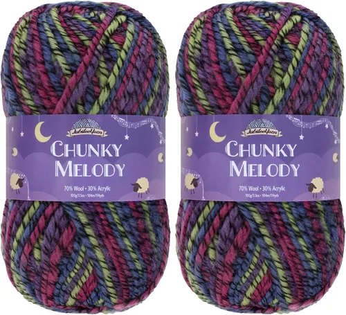 Miniatura 54 de JubileeYarn Chunky Melody - Hilo para tejer 100g/madeja, mezcla de lana gruesa, color maíz naranja - 2 madejas 15 Maíz Naranja