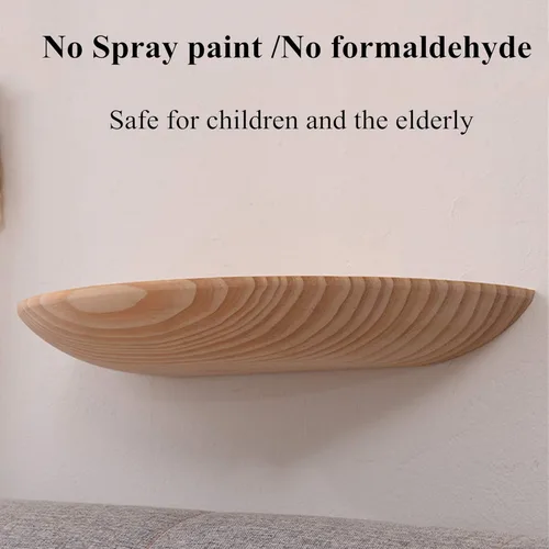Miniatura 8 de Estantes flotantes montados en la pared, estantes de almacenamiento de pared de madera maciza, estante flotante semicírculo, para dormitorio, sala