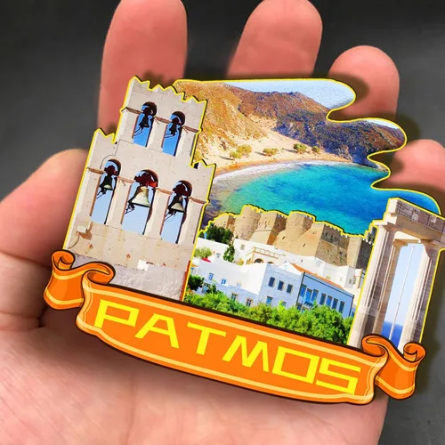 Miniatura 4 de Patmos Grecia - Imán de madera 3D para nevera, recuerdos coleccionables, decoración hecha a mano, artesanías 4
