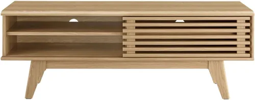 Miniatura 4 de Mueble para televisor de 48 pulgadas Modway Render, de estilo moderno de mediados de siglo con perfil bajo, color roble