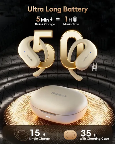 Miniatura 2 de Auriculares abiertos, auriculares abiertos de 50 horas, Bluetooth 5.4, IPX6, auriculares abiertos inalámbricos con gancho para la oreja, estéreo