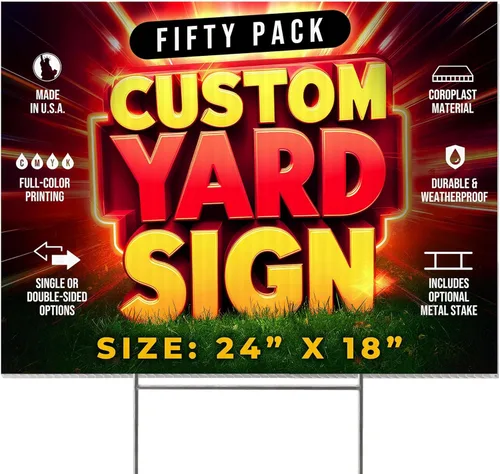 Miniatura 10 de Paquete de 10 letreros personalizados de 24"x18" para patio con estacas, letreros personalizados para exteriores, letreros corrugados de impresión a