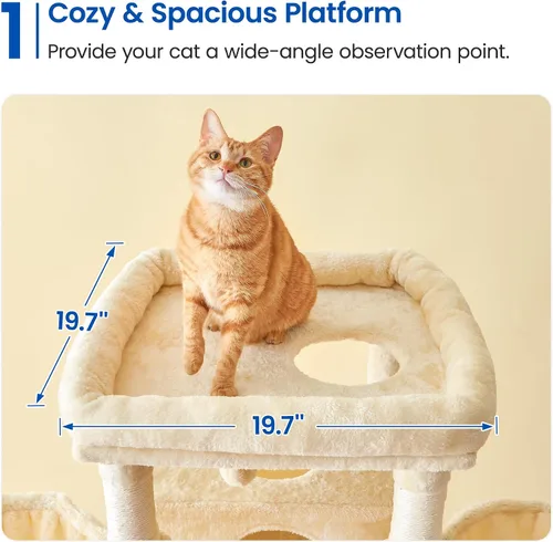 Miniatura 3 de MWPO - Árbol grande para gatos, torre de 67.7 pulgadas de altura para gatos de interior con 2 condominios, soporte de varios niveles con 3 hamacas