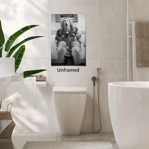 Miniatura 3 de Lona enmarcada de arte de pared divertido de baño - póster de "Dumb and Dumber" para decoración de pared - impresiones en lona en blanco y negro