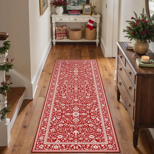 Miniatura 131 de HUGEAR 8x10 Alfombras lavables a máquina color marrón para pasillo, alfombra grande de área interior, alfombra de acento floral, alfombra de pelo
