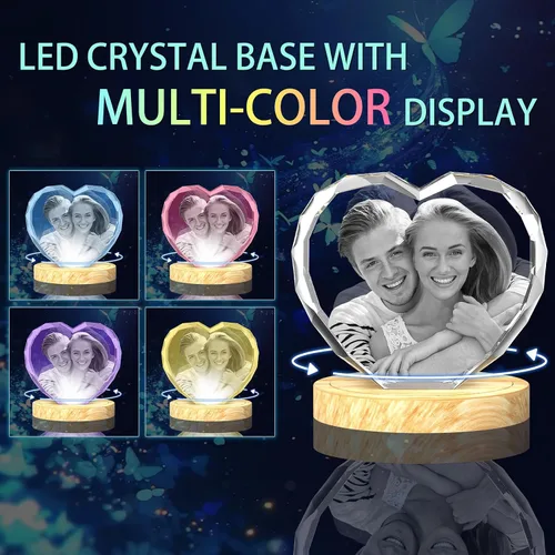Miniatura 3 de Foto de cristal 3D, regalos personalizados para mujeres, esposa, día del padre, papá, regalo personalizado de vidrio grabado con láser 3D, corazón, L