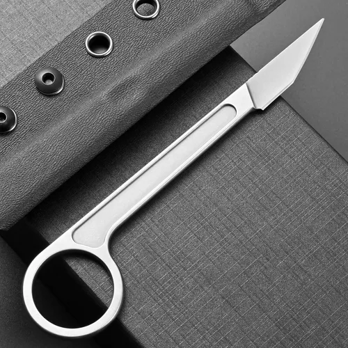 Miniatura 3 de CCanku C1104 - Cuchillo de hoja fija D2 con mango de acero inoxidable para supervivencia, herramienta EDC, camping al aire libre con funda K plateado