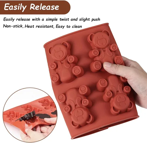 Miniatura 3 de FantasyDay Molde de silicona prémium para hornear galletas de oso amoroso para tu pastel de cumpleaños, jabón, pan, chocolate, magdalenas, brownie