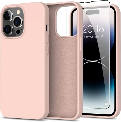 Miniatura 56 de bemal Funda para iPhone 14 Pro con protector de pantalla, silicona líquida de ajuste delgado, forro de microfibra suave, diseñada para mujeres