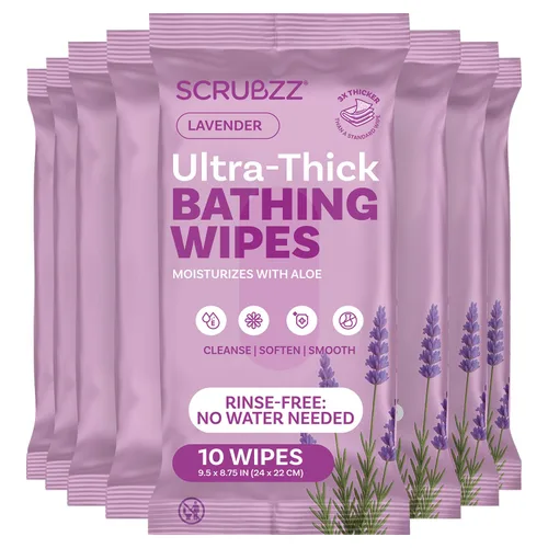Miniatura 11 de Toallitas de baño extra grandes sin enjuague para adultos - 40 paños desechables para limpieza corporal para hombres, mujeres y personas mayores