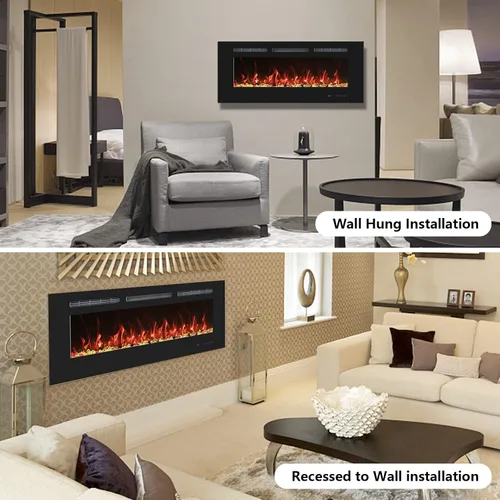 Miniatura 6 de Chimenea eléctrica de 36 pulgadas, inserto de chimenea eléctrica empotrable montado en la pared, calentador de chimenea con temporizador, control