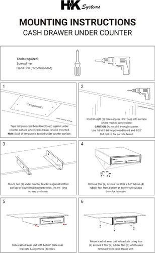 Miniatura 4 de HK SYSTEMS Soporte de metal de montaje bajo mostrador para cajón de efectivo de 16