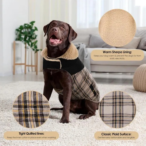 Miniatura 5 de Abrigo de invierno para perros pequeños, chaqueta sólida para cachorros, abrigo cálido para mascotas para clima frío, prendas acolchadas resistentes