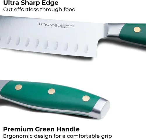 Miniatura 8 de linoroso Santoku - Cuchillo de chef de cocina de carne de 7 pulgadas con caja de regalo premium, cuchillos de verduras de acero inoxidable de alto