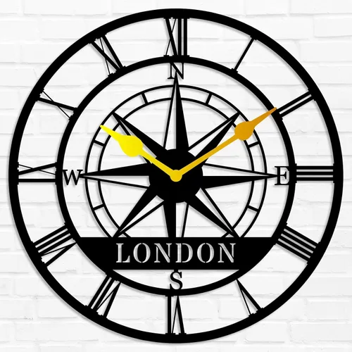 Reloj de pared con brújula de metal personalizado con números romanos vintage, reloj de pared para inauguración de la casa, regalos de boda, regalo