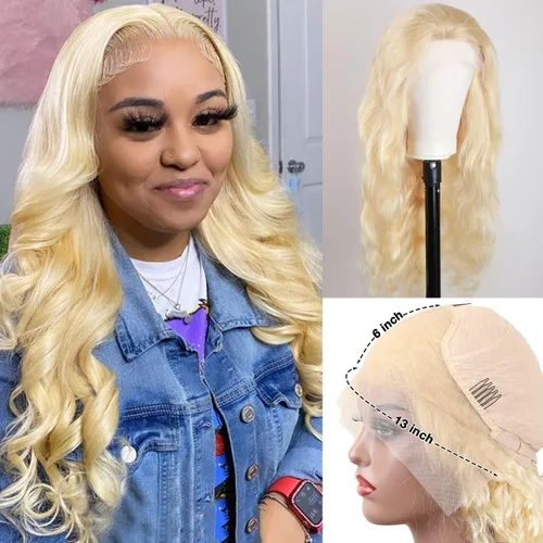 Miniatura 5 de Peluca de encaje frontal de cabello humano ondulada tipo body wave de 13x6. Peluca de cabello humano predepilada con cabello de bebé. Peluca