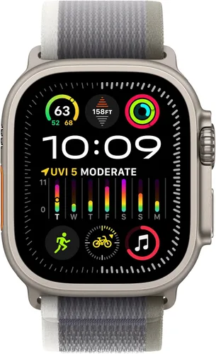 Miniatura 2 de Apple Watch Ultra 2 [GPS + Celular 49mm] Reloj inteligente con caja de titanio resistente y correa loop de senderismo verde/gris S/M. Rastreador