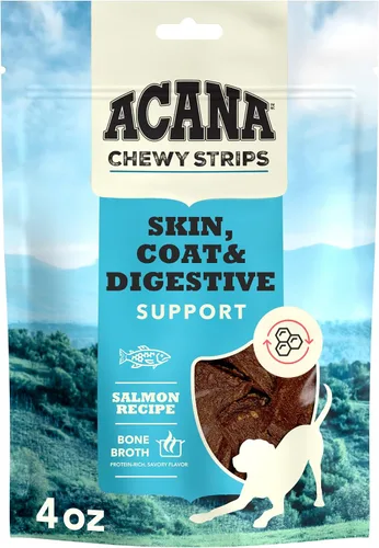 ACANA Chewy Strips Golosinas para Perros de Ingredientes Limitados Receta de Salmón con Soporte para Piel, Pelaje y Digestivo Bolsa de 4oz
